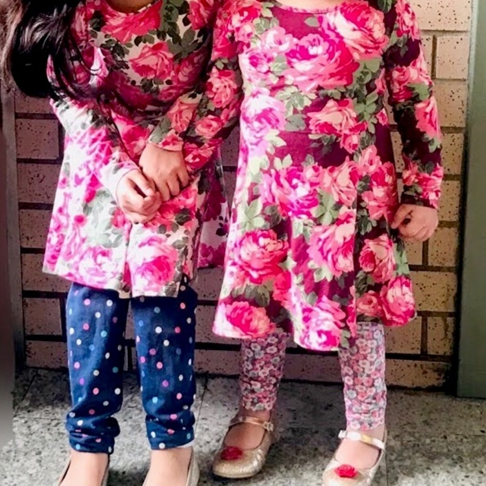 BRIGHT COLOR FLOWER DRESS SET